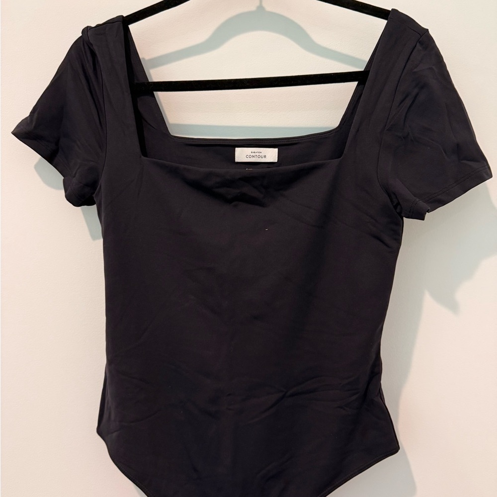 Babaton Black Contour Short Sleeve Bodysuit